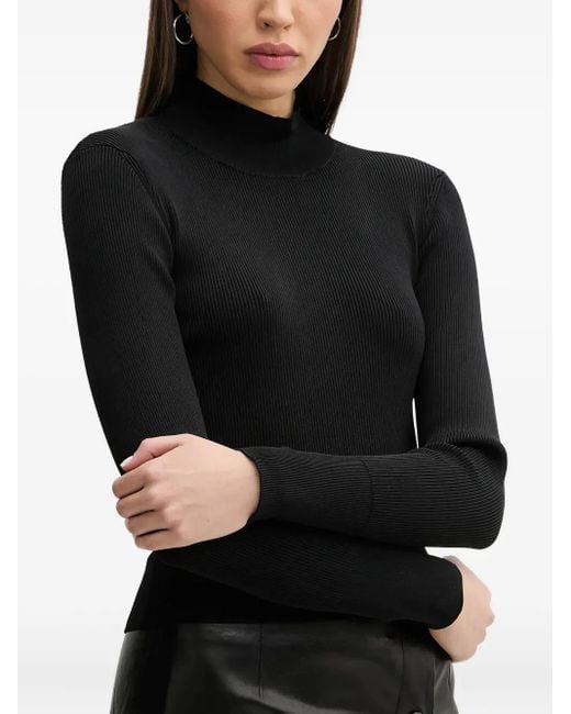 IRO Women's Black Pull Côtelé À Col Montant