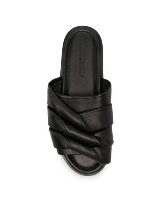 J.W. Anderson Black Padded Crossover Sandals