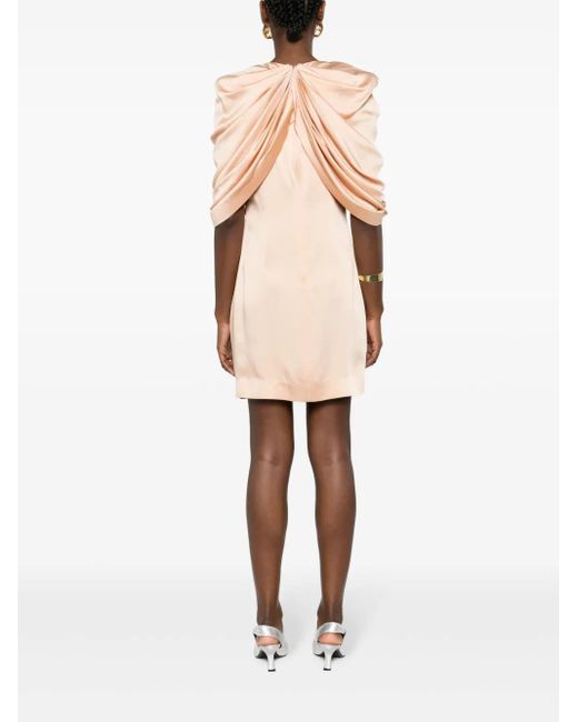 Stella McCartney Natural Draped Satin Mini Dress