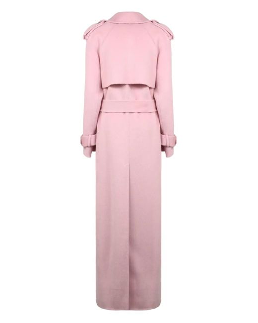 GIUSEPPE DI MORABITO Pink Double-Breasted Wool Trench Coat