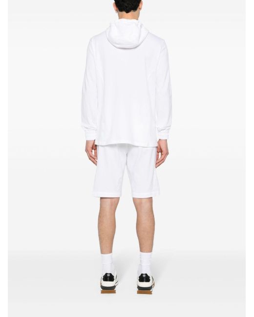 Kiton White Cotton Hoodie And Shorts Set for men