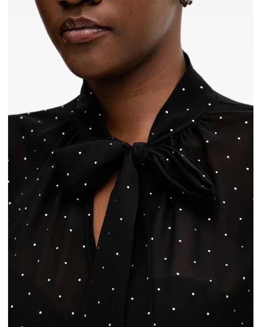 Joseph Ribkoff Black Polka-Dot Pussy-Bow Blouse