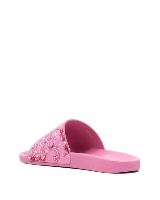 Versace Jeans Couture Pink Patterned Slides