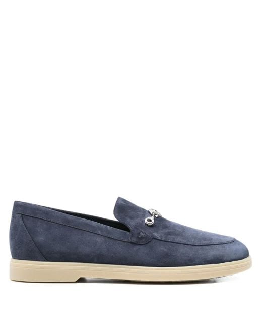 Stefano Ricci Blue Chain-Detail Suede Loafers for men