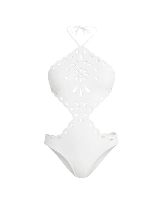 Cult Gaia White Laidie Broderie-Anglaise Swimsuit