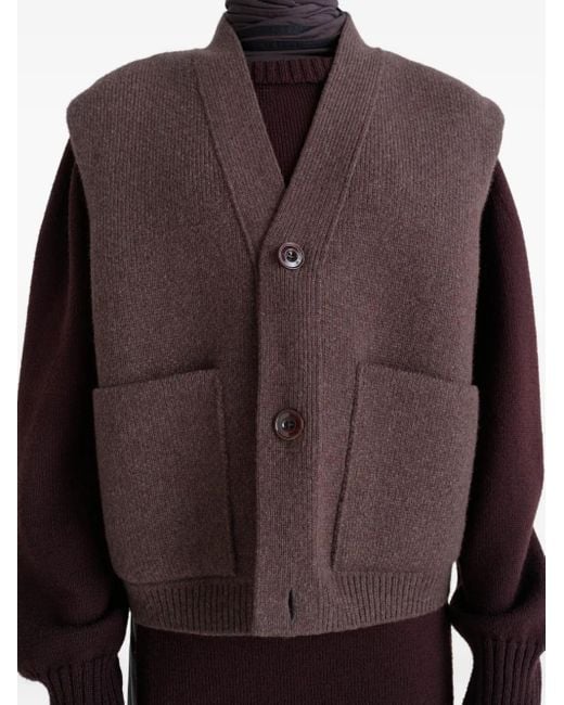 Lemaire Maxi パッチポケット ノースリーブカーディガン Purple