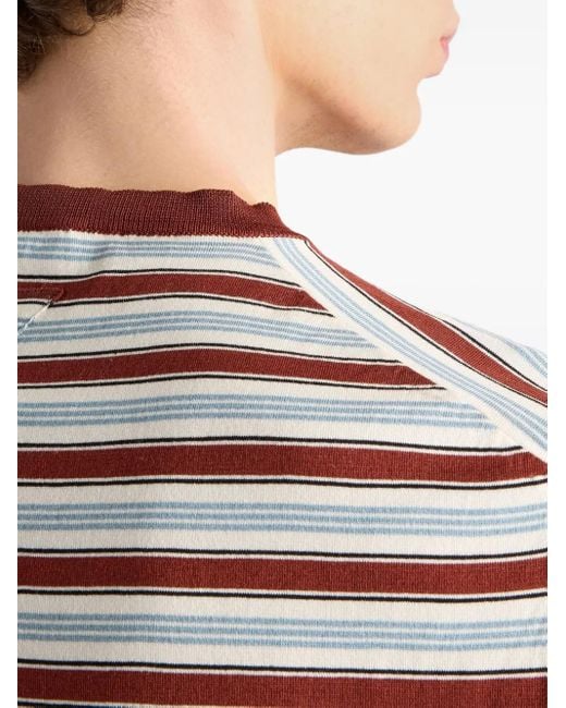 Prada Gestreiftes T-Shirt in Red für Herren