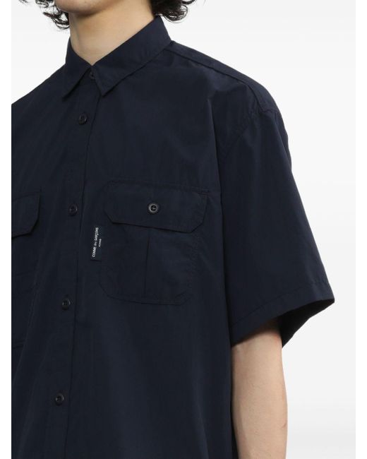 Comme des Garçons Blue Logo-tag Short-sleeve Shirt for men