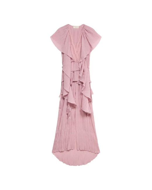 Blumarine Pink Pleated Ruffled Dress