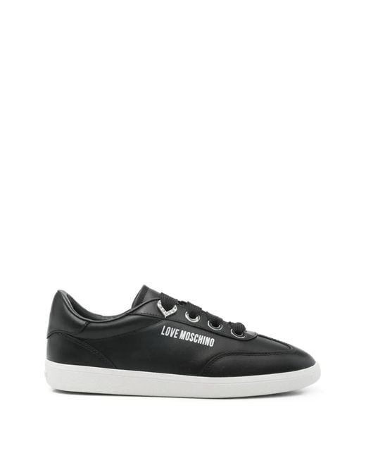 Love Moschino Black Logo-Detail Leather Sneakers