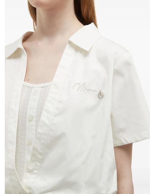 Musium Div. White Logo-Embroidered Shirt
