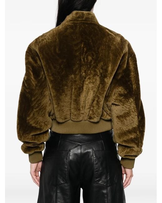 Arma Shearling-Trimmed Reversible Bomber Jacket in het Green
