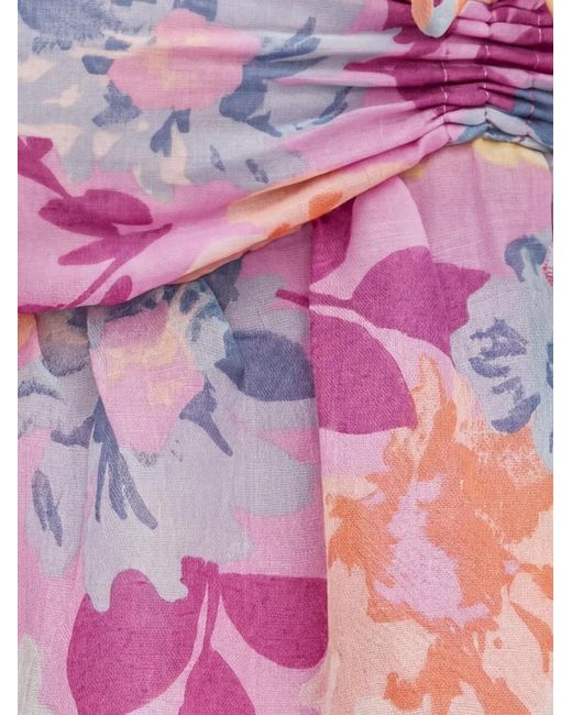 Billabong Pink Floral-Pattern Midi Dress