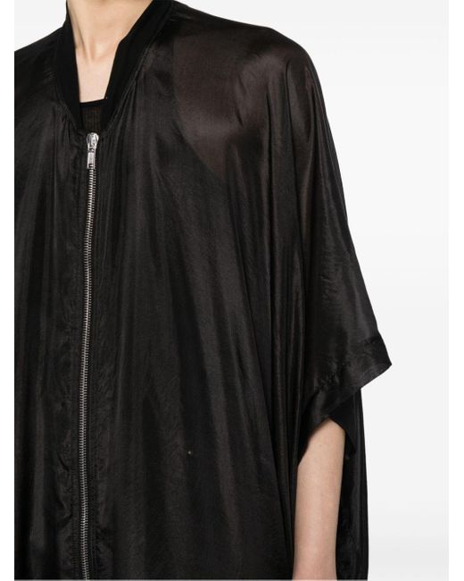 Rick Owens Black Asymmetric Silk-habotai Coat for men