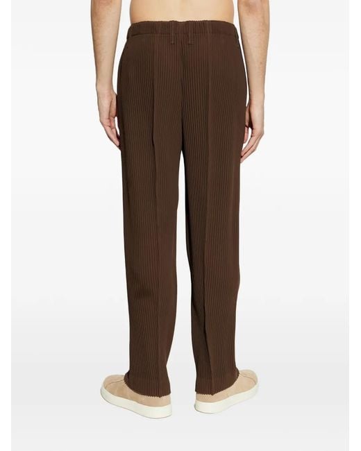 Homme Plissé Issey Miyake Brown Pantalon Tuxedo À Design Plissé for men