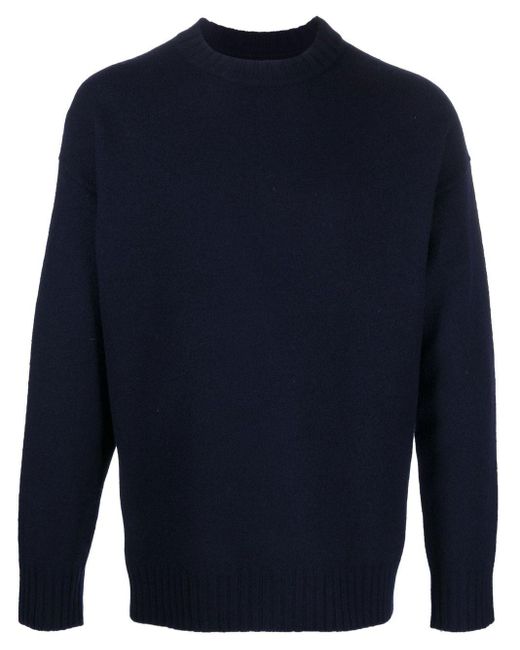 Jil Sander Wolle Pullover aus Schurwolle in Blau für Herren Herren Bekleidung Pullover und Strickware Rundhals Pullover 