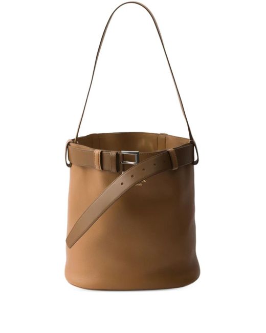 Prada Natural Buckle Bucket Bag