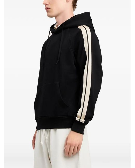 Palm Angels Black Curved-Logo Track Hoodie for men