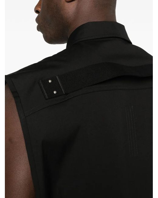 Rick Owens Black Jumbo Button Fastening Overshirt for men