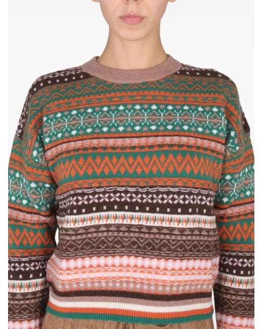 Ballantyne Red Patterned Long-Sleeve Sweater