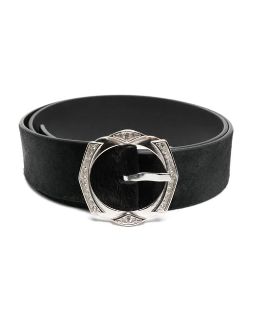Madison Maison Black Crystal-Embellished Leather Belt