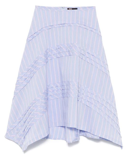 Maje Blue Striped Midi Skirt