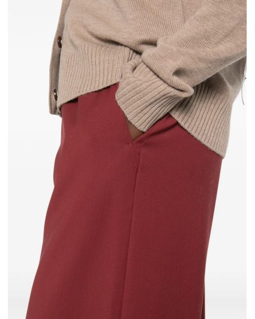 Max Mara Red Drawstring-Waist Wide-Leg Palazzo Pants