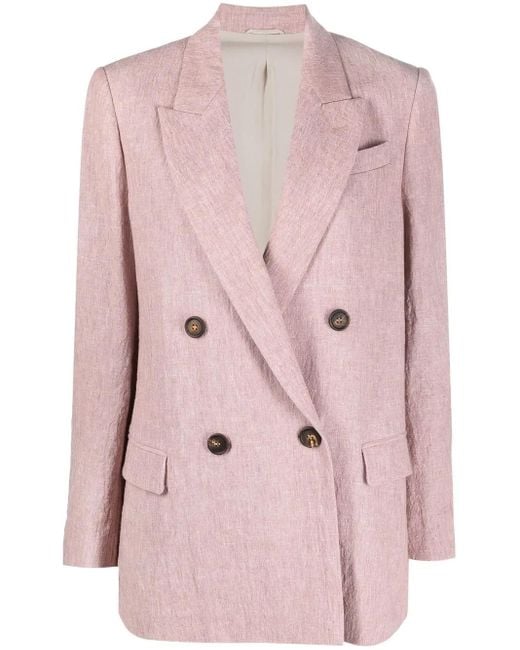 Brunello Cucinelli Blazer Met Dubbele Rij Knopen in het Pink