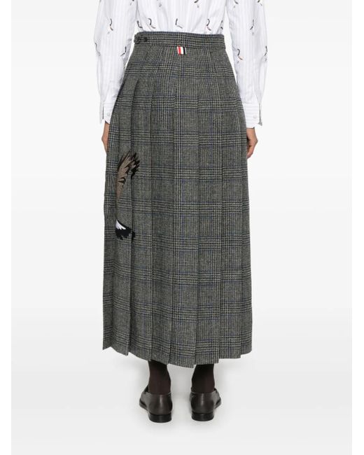 Gonna Midi Plissettata Con Applicazione Flying Geese di Thom Browne in Gray