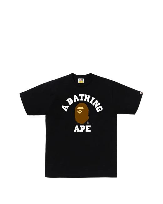 A Bathing Ape Black Short Sleeve College Tee for men