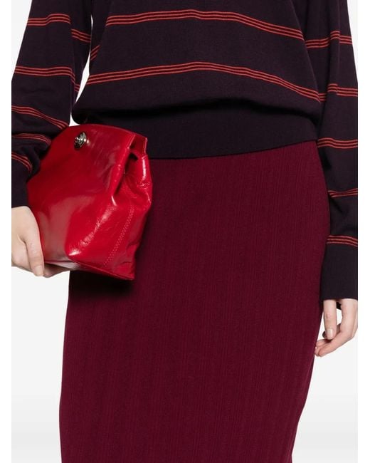 Bompard Purple Ribbed Elasticated Midi Skirt