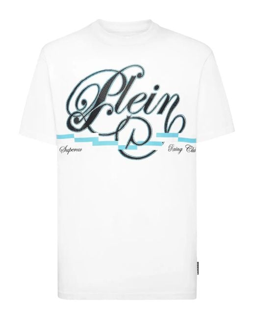 Philipp Plein Coursive Border T-Shirt in het White voor heren