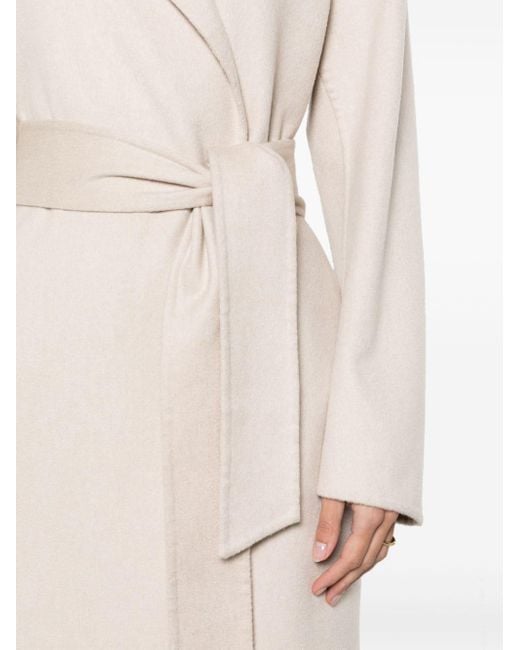 Kiton White Cashmere Belted Trench Coat