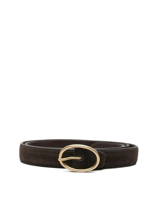 Alberto Luti White Suede Oval-Buckle Belt for men