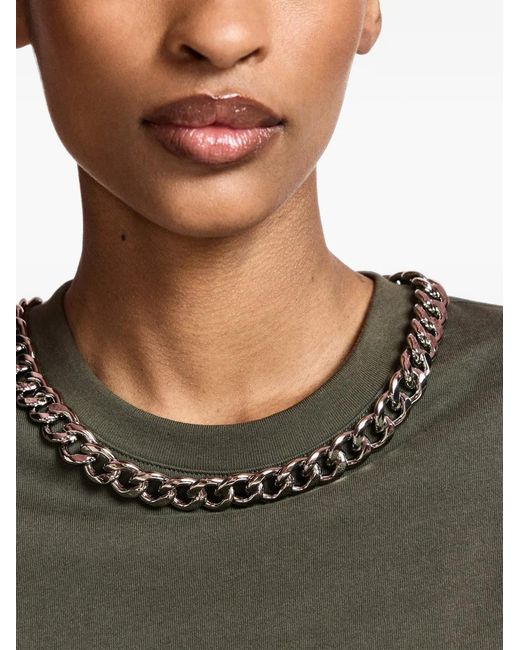 Essentiel Antwerp Gray Klaim Chain-Embellished T-Shirt