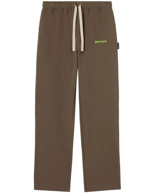 Palm Angels Brown Logo-Embroidered Track Pants for men