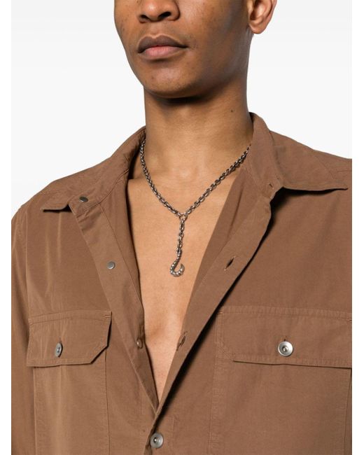 Chemise en coton à boutonnière Rick Owens pour homme en coloris Brown
