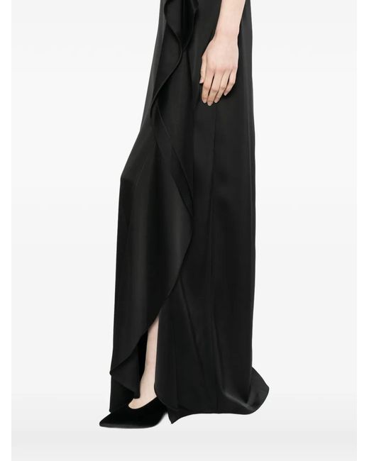 Amsale Black Cascade Maxi Dress