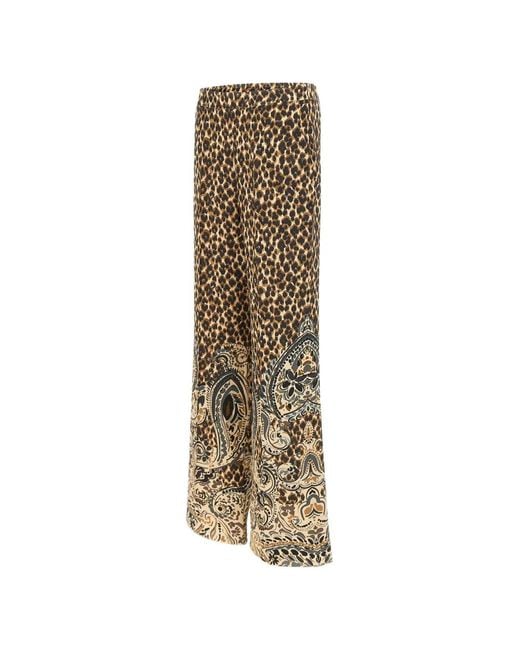 Etro Natural Leopard-Print Trousers