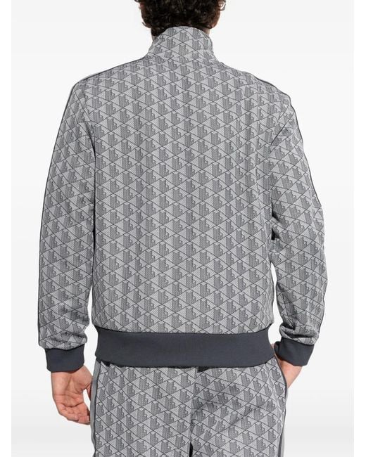 Lacoste Gray Patterned Zip-Up Sweatshirt for men