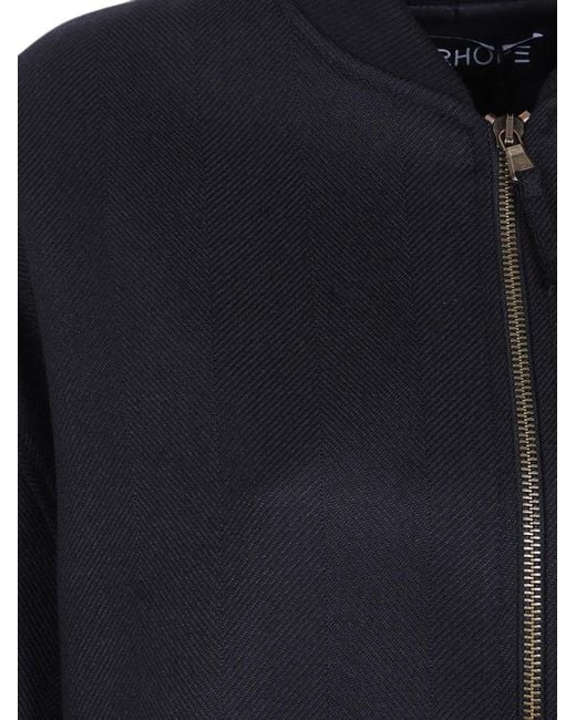 DR. HOPE Blue Herringbone-Weave Bomber Jacket