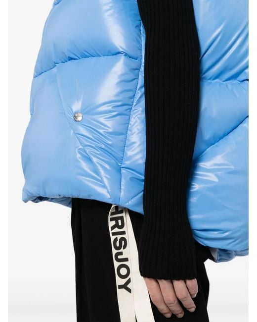 Khrisjoy Blue Logo-Tape Shiny Puffer Gilet for men