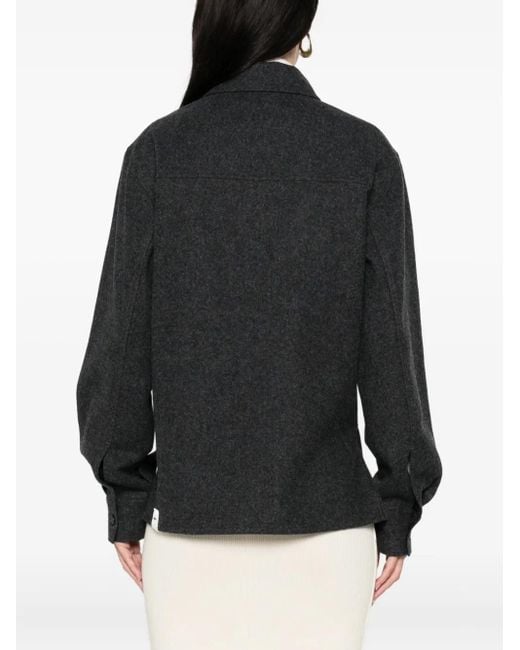 Jil Sander Button-Down Wollen Blouse in het Black