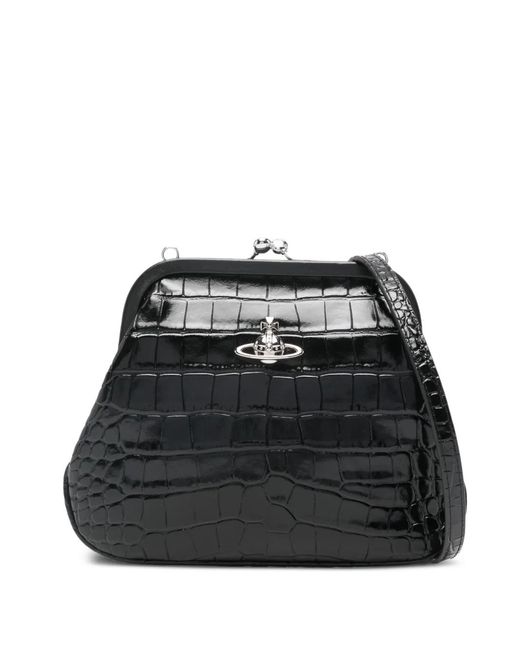 Vivienne Westwood Black Vivienne Orb Embossed Clutch Bag