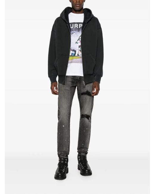 Purple Brand Gray Plaid-Patch Jeans for men