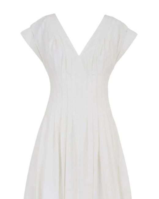 Jonathan Simkhai White Nina V-neck pleated midi dress