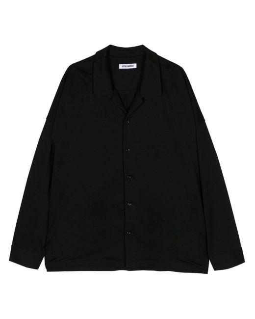 Attachment Black Long-sleeve Cotton Shirt for men