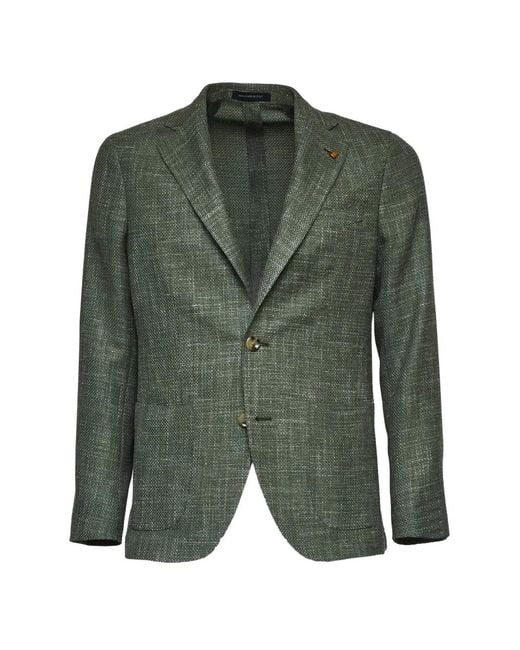 Sartorio Napoli Green Single-Breasted Blazer for men