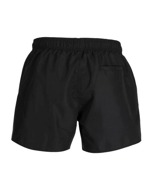 HUGO Black Logo-Plaque Drawstring Shorts for men
