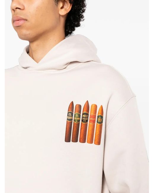 Melt White Graphic-Print Hoodie for men